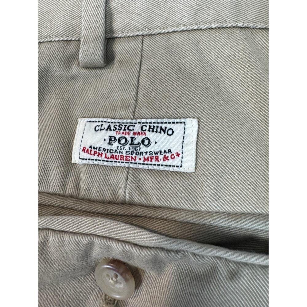 Polo Ralph Lauren Classic Chino‎ Men's Pants 34 x 32 Khaki Tan 100% Cotton - Picture 5 of 7